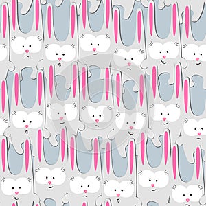 Creative hare rabbit on a light background Seamless pattern Funny cute childish pattern hare rabbit character for birthday card