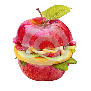 Creative healthy juicy apple burger