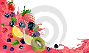 Creative healthy mix fruit for a low calorie snack background, vector and illustration