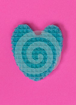 Creative heart from an edible wafer in pastel pink and blue colo