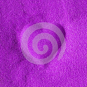 Creative heart shape made on purple sand. Valentine`s Day love concept. Flat lay