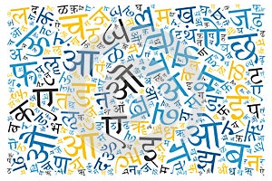 Creative Hindi alphabet texture background
