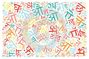 Creative Hindi alphabet texture background