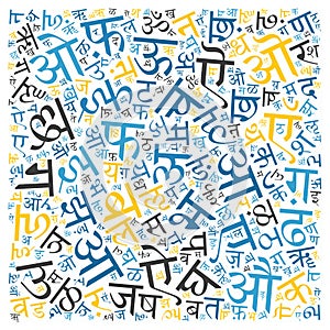 Creative Hindi alphabet texture background
