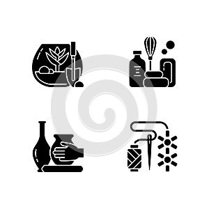 Creative hobbies black glyph icons set on white space