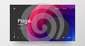 Creative horizontal website screen part for responsive web design project development. Abstract geometric banner layout mock up.