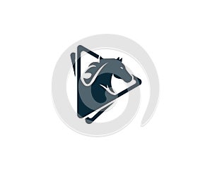 Creative Horse vector logo design in triangle shape. photo