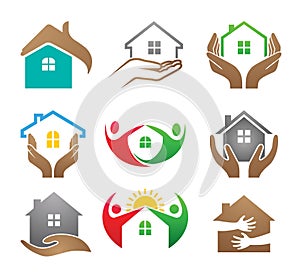creative house care collection logo vector