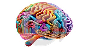 Creative Human Brain on transparent background, isolated image with transparency PNG. Concept creativity. Generative Ai