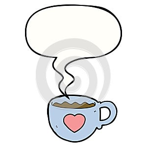 A creative I love coffee cartoon cup and speech bubble