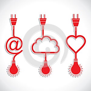 Creative icon design of heart and cloud with plug photo