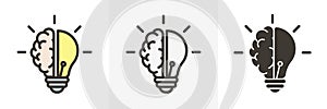 Creative icon of a half brain half lightbulb representing ideas, creativity, knowledge, technology and the human mind. Solving
