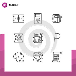9 Creative Icons Modern Signs and Symbols of device, compter, business, cooler fan, pen photo