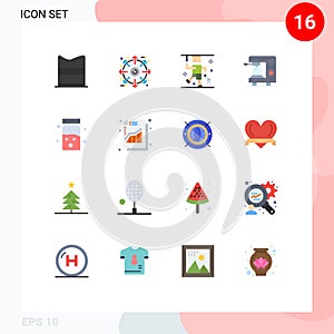 16 Creative Icons Modern Signs and Symbols of health, machine, accident, home, coffee