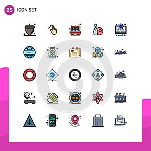 25 Creative Icons Modern Signs and Symbols of monitor, kegling, bed, bowls, activity photo