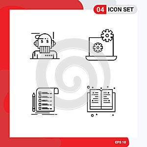 4 Creative Icons Modern Signs and Symbols of robo advisor, report, algorithm, gear, card photo
