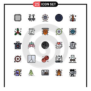 25 Creative Icons Modern Signs and Symbols of rocket, knowledge, baking, education, viennese