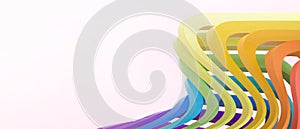 Creative idea Abstract Background LGBT rainbow and Origami Paper Wave with Curve Concept on Pink. banner, Copy Space