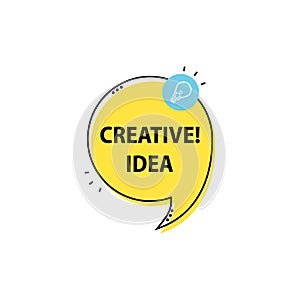 Creative idea in art style. Banner with creative idea on white background. Vector