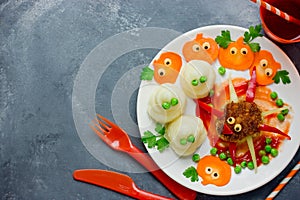 Creative idea for baby dinner or lunch - funny spider meatball w