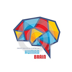 Creative idea - business vector logo template concept illustration. Abstract human brain creative sign. Polygonal geometric