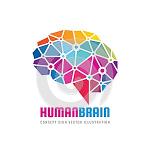 Creative idea - business vector logo template concept illustration. Abstract human brain creative sign. Polygonal geometric