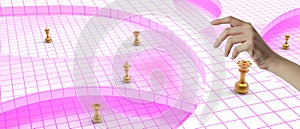 Creative idea chess. Business leaders with development planning, business success and teamwork concept on purple background. hand