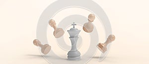 Creative idea Chess pawn and Chess king. Leadership and success business concept on yellow background. website, banner, Copy Space