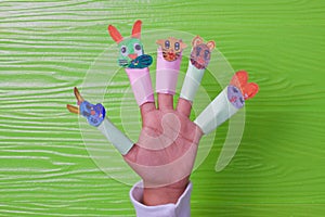 Creative idea of children playing paper paint animals face lovely and cute