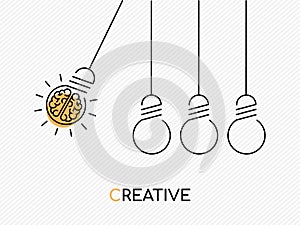 Creative idea concept of brain as light bulb