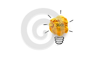 Creative idea.Concept idea and innovation with paper light bulb