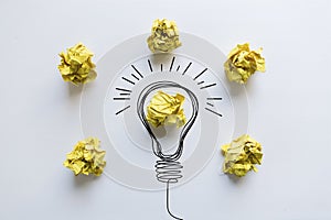 Creative idea. Concept of idea and innovation with yellow paper