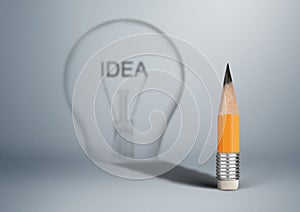 Creative idea concept, pencil with bulb shadow, copy space