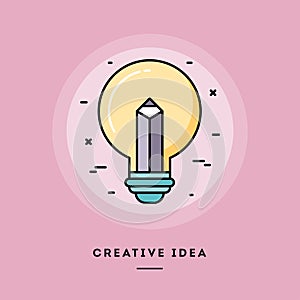 Creative idea, flat design thin line banner. Vector illustration.