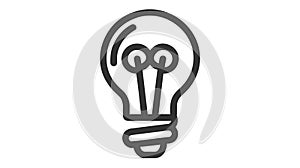 Creative idea flat line icon. Brain in lightbulb vector illustration. Thin sign of innovation, solution, education logo