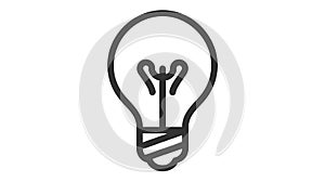 Creative idea flat line icon. Brain in lightbulb vector illustration. Thin sign of innovation, solution, education logo