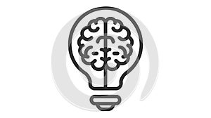 Creative idea flat line icon. Brain in lightbulb vector illustration. Thin sign of innovation, solution, education logo