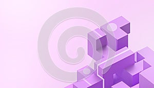 Creative idea Geometric square Purple boxes in random form in the concept of a ladder of success Concept on Purple