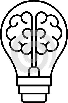 Creative idea icon. Brain, lightbulb icons. Innovation, education, idea, mind, thinking sign symbol logo. Vector illustration.