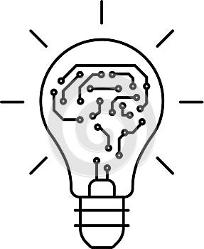 Creative idea icon. Brain, lightbulb icons. Innovation, education, idea, mind, thinking sign symbol logo. Vector illustration.