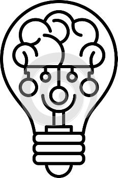 Creative idea icon. Brain, lightbulb. Innovation, education, idea, mind, thinking sign symbol logo. Vector illustration