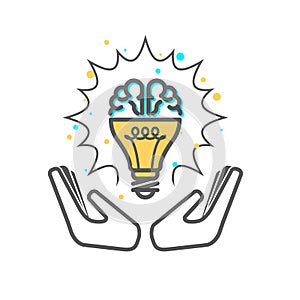 Creative idea - light bulb and brain icon