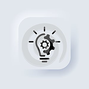 Creative idea line icon. Lump with gear icon. Brain in lightbulb vector illustration. Thin sign of innovation, solution, education