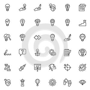 Creative idea line icons set