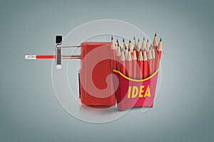 Creative idea with red pencil and sharper