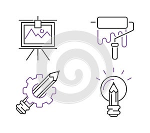 Creative idea sign icons idea icon concept line art vector illustration.