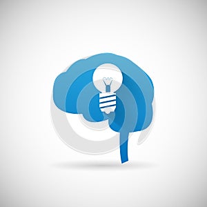 Creative Idea Symbol Brain and lightbulb Silhouette Icon Design Template Vector Illustration