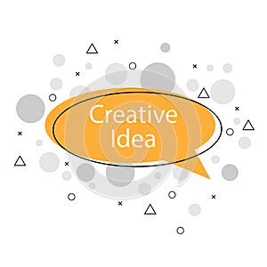 Creative idea word icon in flat style on light background. Vector illustration. Banner , speech bubble