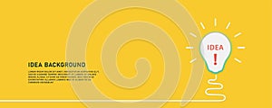 Creative Idea Yellow Background Design,Light bulb idea concept template. Vector illustration