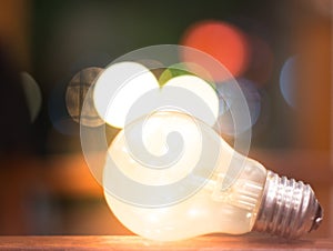 Creative ideas concept, lightbulb with bokeh for new ideas, object design for thinking.